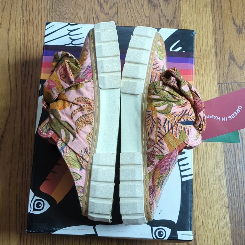 NIB FARM Rio Bow Mule Platform Sneaker Summer Dream Canvas Print Womens Size 6.5